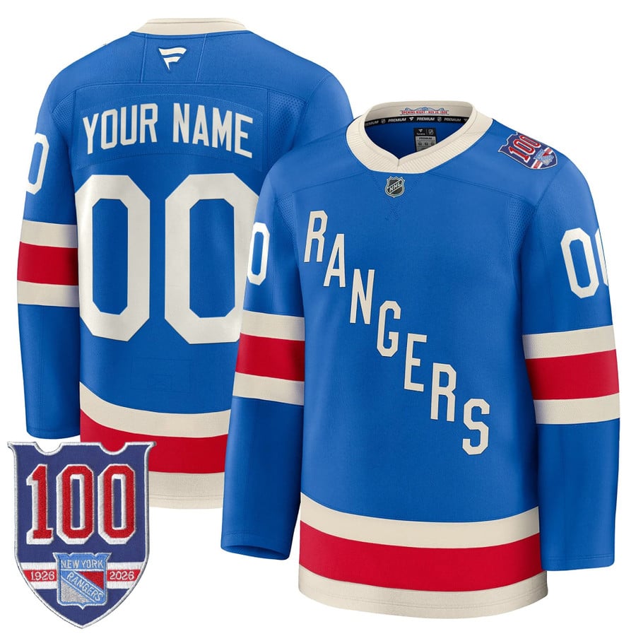 Custom New York Rangers Jersey 1926 Throwback Premium 100th Anniversary Stitched