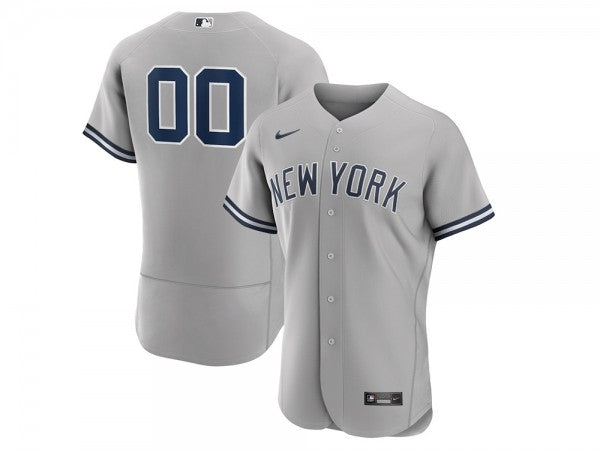 Custom New York Yankees Flex Base Jersey Gray