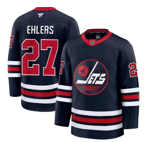 Custom Nikolaj Ehlers Jets Jersey - Alternate Navy All Stitched