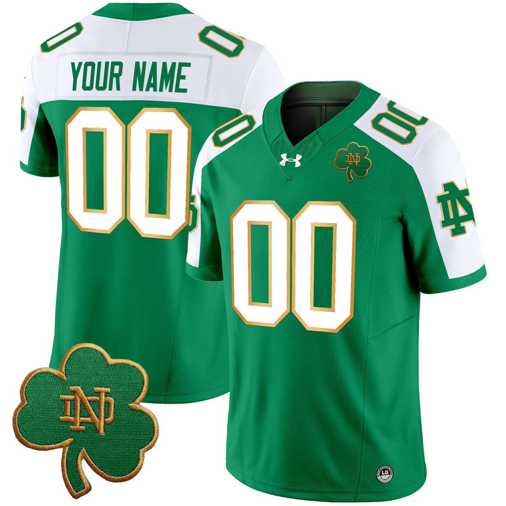 Custom Notre Dame Jersey Name, Number 2025 Vapor Limited V3 Stitched Green Alter