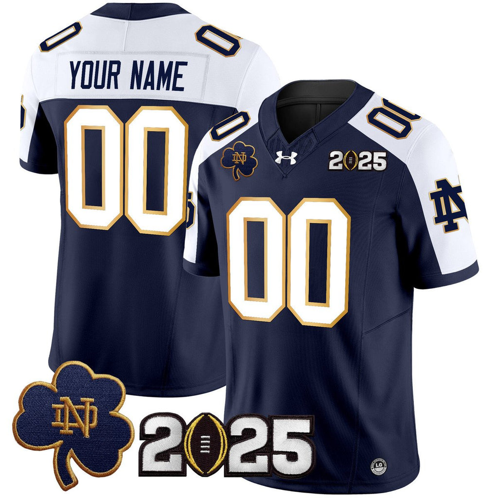 Custom Notre Dame Jersey Name, Number 2025 CFP Final Patch V3 Stitched Navy Alter