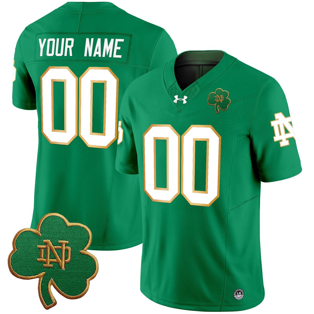 Custom Notre Dame Jersey Name, Number 2025 Vapor Limited V3 Stitched Green