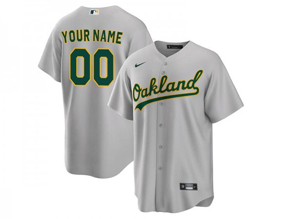 Custom Oakland Athletics Cool Base Jersey Gray