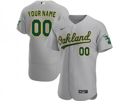 Custom Oakland Athletics Flex Base Jersey Gray