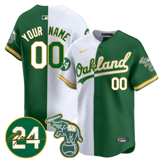 Custom Oakland Athletics Jersey 2025 Rickey Henderson Memorial Stitched Split