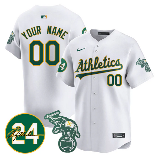 Custom Oakland Athletics Jersey 2025 Rickey Henderson Memorial Stitched White