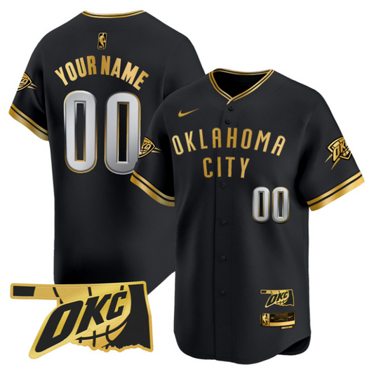Custom Oklahoma City Thunder Jersey Vapor Baseball Stitched Black Gold