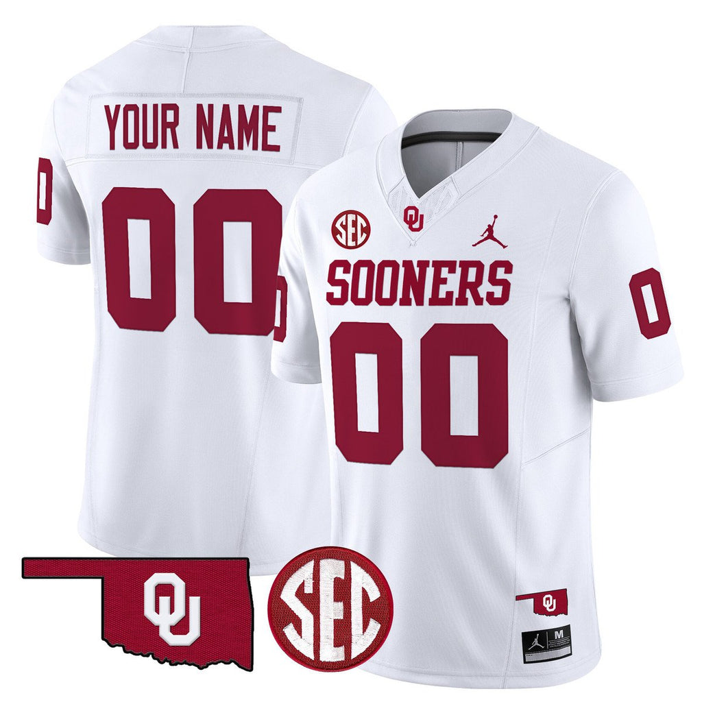 Custom Oklahoma Sooners Jersey Name, Number 2025 Limited Stitched White
