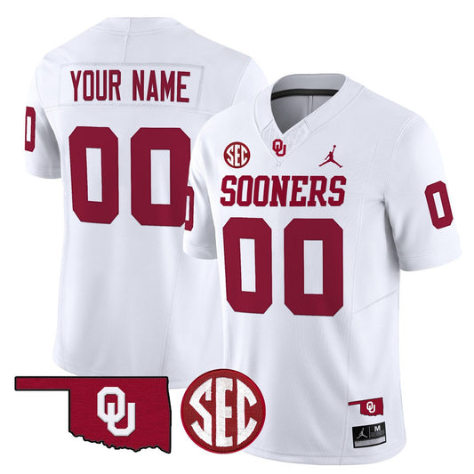 Custom Oklahoma Sooners Jersey Name, Number 2025 Limited Stitched White