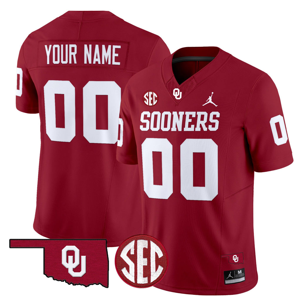 Custom Oklahoma Sooners Jersey Name, Number 2025 Limited Stitched Crimson