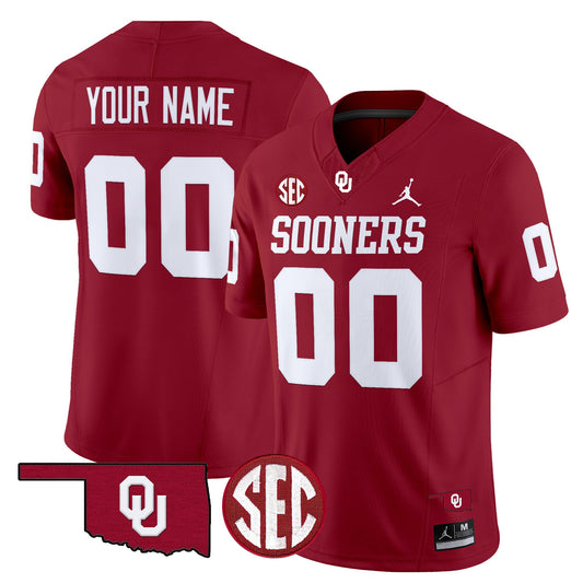 Custom Oklahoma Sooners Jersey Name, Number 2025 Limited Stitched Crimson