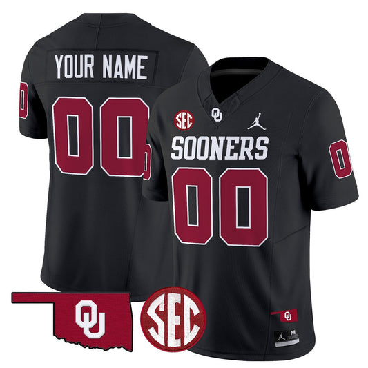 Custom Oklahoma Sooners Jersey Name, Number 2025 Limited Stitched Black