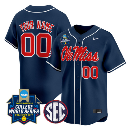 Custom Ole Miss Rebels Jersey Softball 2025 World Series Stitched Navy