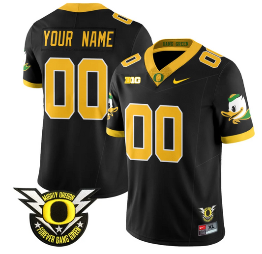 Custom Oregon Duck Jersey Name, Number Forever Gang Green Football Black