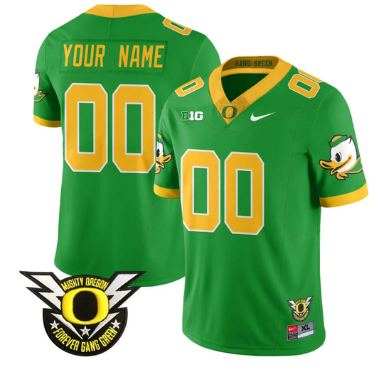 Custom Oregon Duck Jersey Name, Number Forever Gang Green Football Green