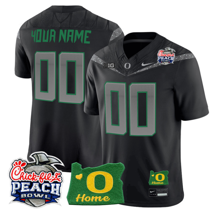 Custom Oregon Ducks Jersey 2026 Peach Bowl Oregon State Patch Stitched Black