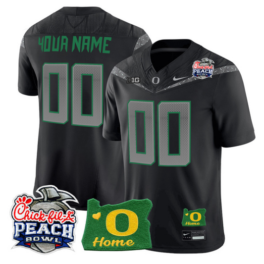 Custom Oregon Ducks Jersey 2026 Peach Bowl Oregon State Patch Stitched Black
