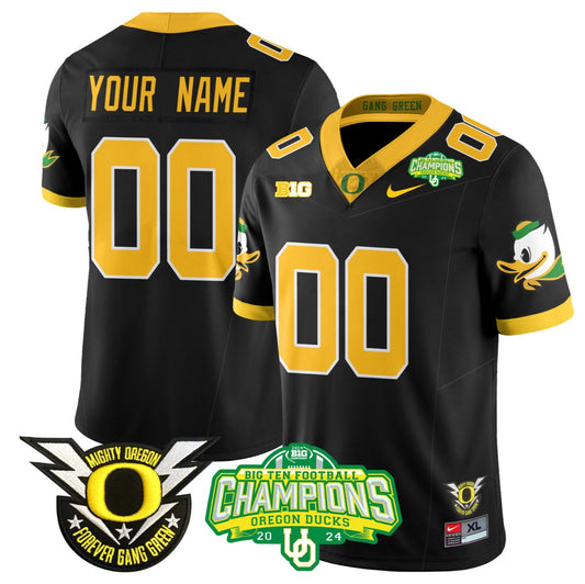 Custom Oregon Ducks Jersey Name, Number 2024 Big Ten Champions N1 Black