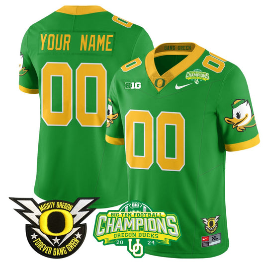 Custom Oregon Ducks Jersey Name, Number 2024 Big Ten Champions N1 Green