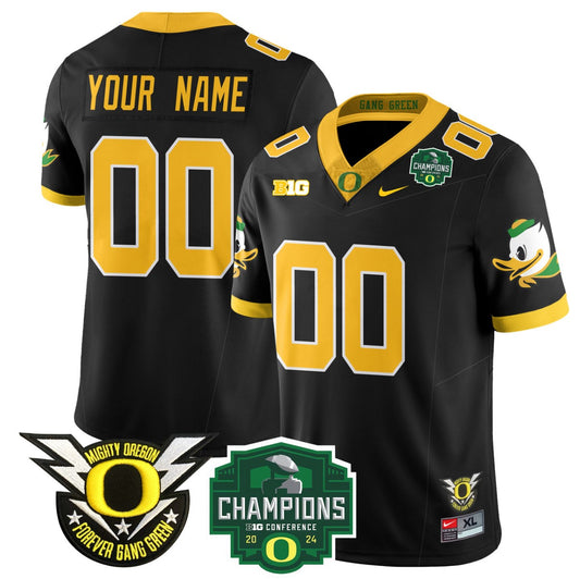 Custom Oregon Ducks Jersey Name, Number 2024 Big Ten Champions Stitched Black