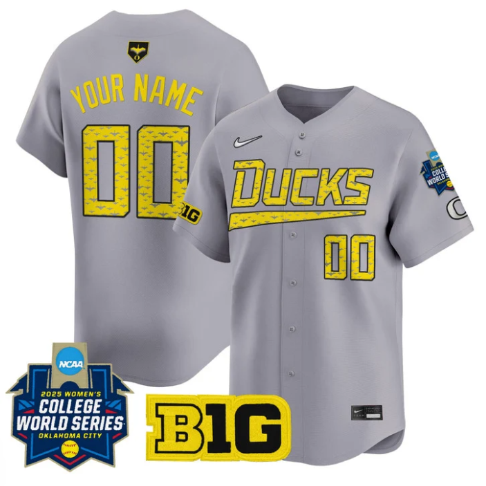 Custom Oregon Ducks Jersey Softball 2025 World Series Stitched Gray