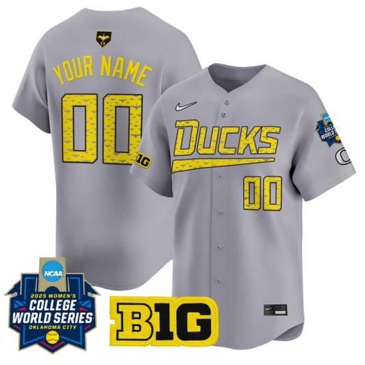 Custom Oregon Ducks Jersey Softball 2025 World Series Stitched Gray