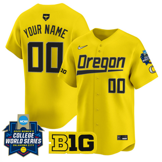 Custom Oregon Ducks Jersey Softball 2025 World Series Stitched Yellow