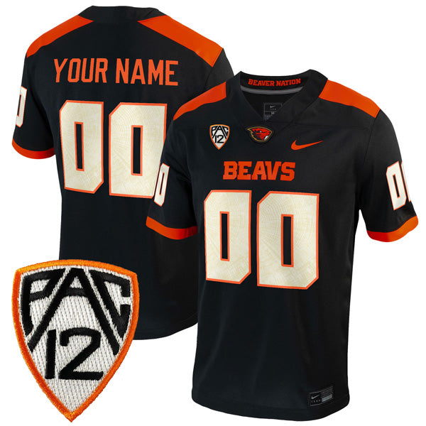 Custom Oregon State Beavers Jersey Name and Number College Football Black Home – All Stitched