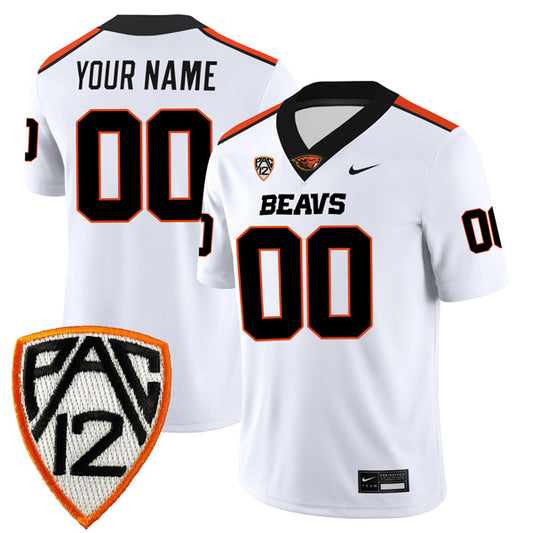 Custom Oregon State Beavers Jersey Name and Number College Football White Away Game – All Stitched