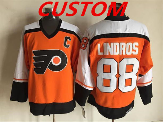Custom Philadelphia Flyers Orange CCM Throwback NHL ice hockey jerseys