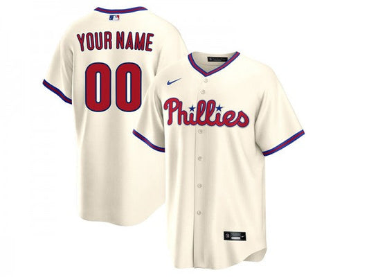 Custom Philadelphia Phillies Cool Base Jersey Cream