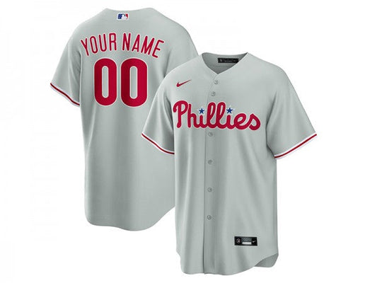 Custom Philadelphia Phillies Cool Base Jersey Gray