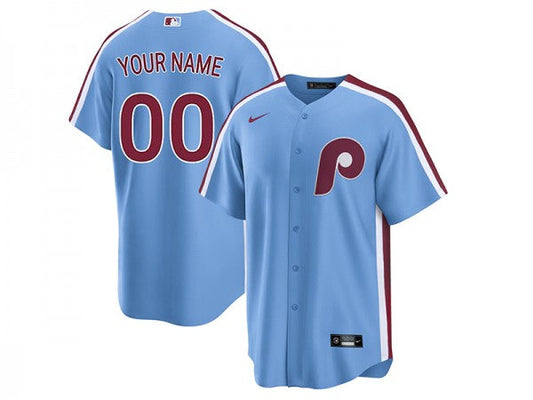 Custom Philadelphia Phillies Cool Base Jersey Light Blue