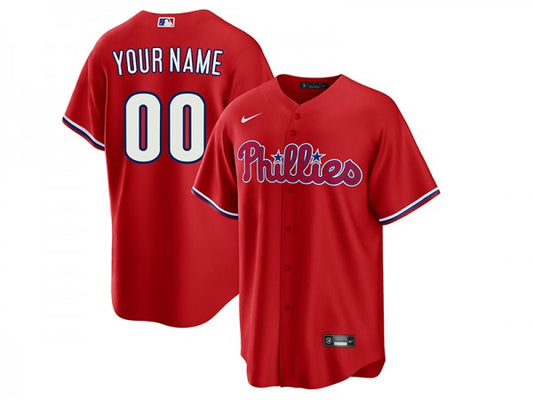 Custom Philadelphia Phillies Cool Base Jersey Red