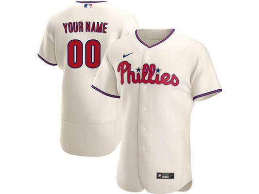 Custom Philadelphia Phillies Flex Base Jersey Cream