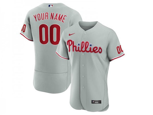 Custom Philadelphia Phillies Flex Base Jersey Gray