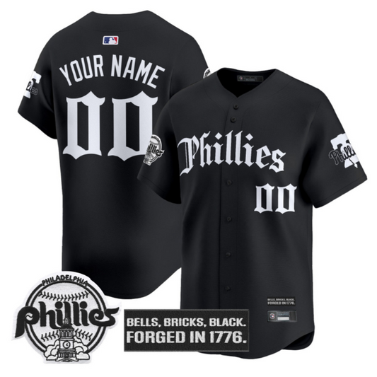 Custom Philadelphia Phillies Jersey Gothic Liberty Edition Stitched Black