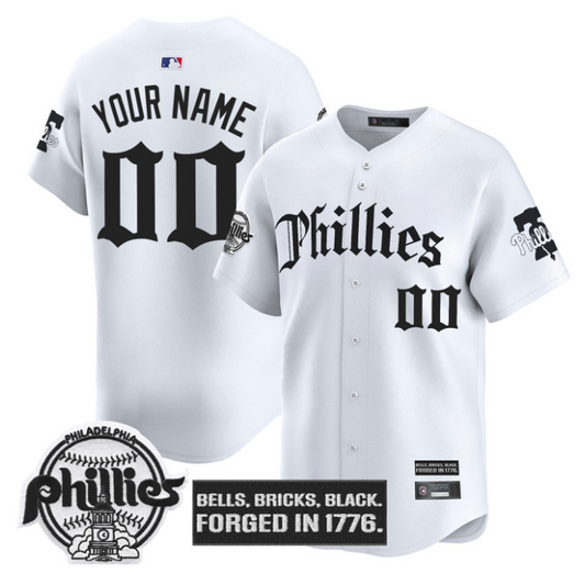 Custom Philadelphia Phillies Jersey Gothic Liberty Edition Stitched White