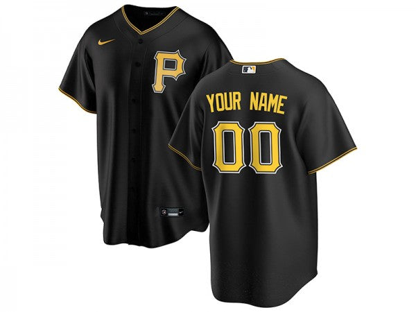 Custom Pittsburgh Pirates Cool Base Jersey Black