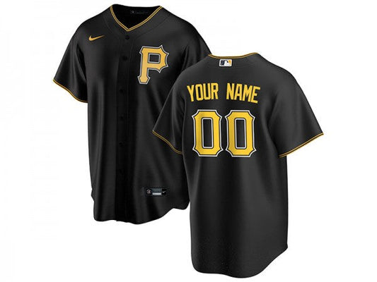 Custom Pittsburgh Pirates Cool Base Jersey Black
