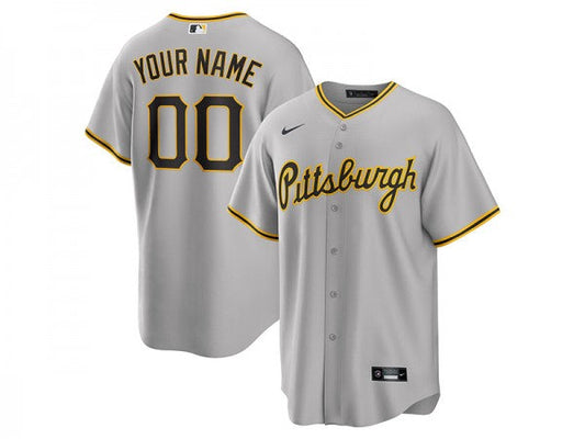 Custom Pittsburgh Pirates Cool Base Jersey Gray