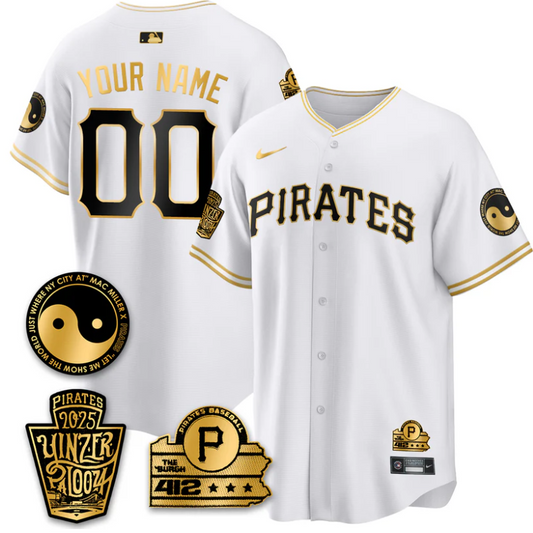 Custom Pittsburgh Pirates Jersey Yinzerpalooza 2025 Stitched White Gold