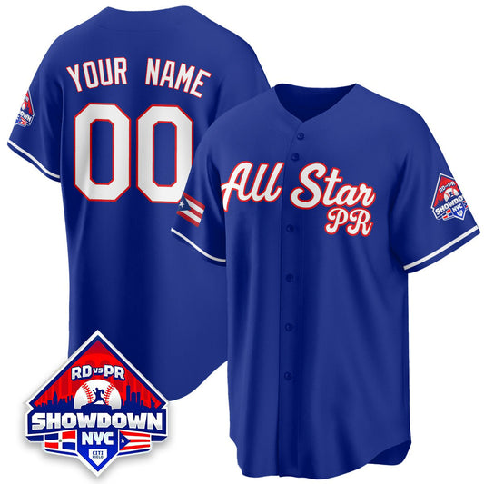 Custom Puerto Rican Jersey Name, Number Baseball All-Star 2025 Stitched Blue