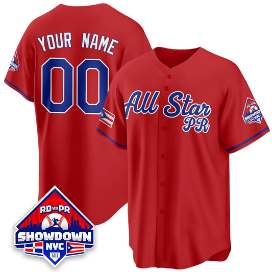 Custom Puerto Rican Jersey Name, Number Baseball All-Star 2025 Stitched Red