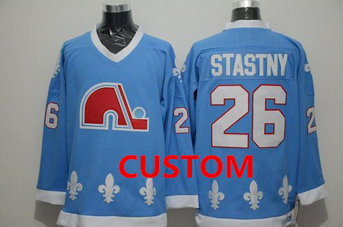 Custom Quebec Nordiques Light Blue CCM Vintage Throwback Jersey