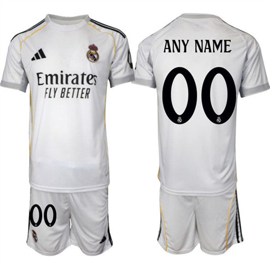 Custom Real Madrid Jersey Name, Number White Home 2025 - 26 Soccer Suit