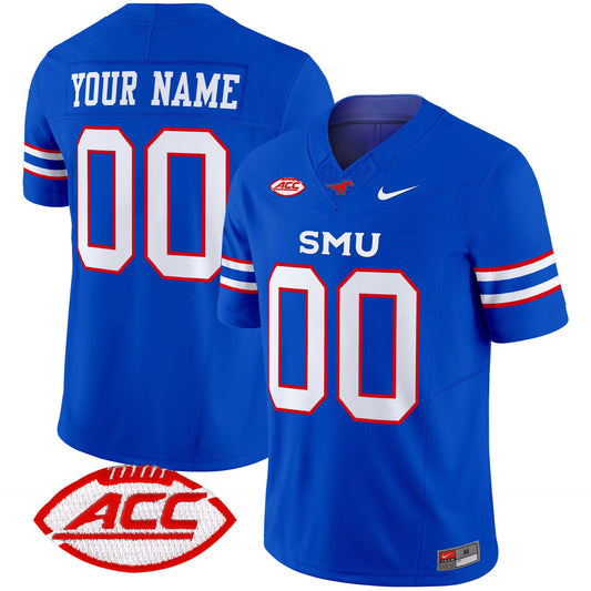 Custom SMU Mustangs Jersey Name, Number 2025 Vapor Limited Stitched Blue