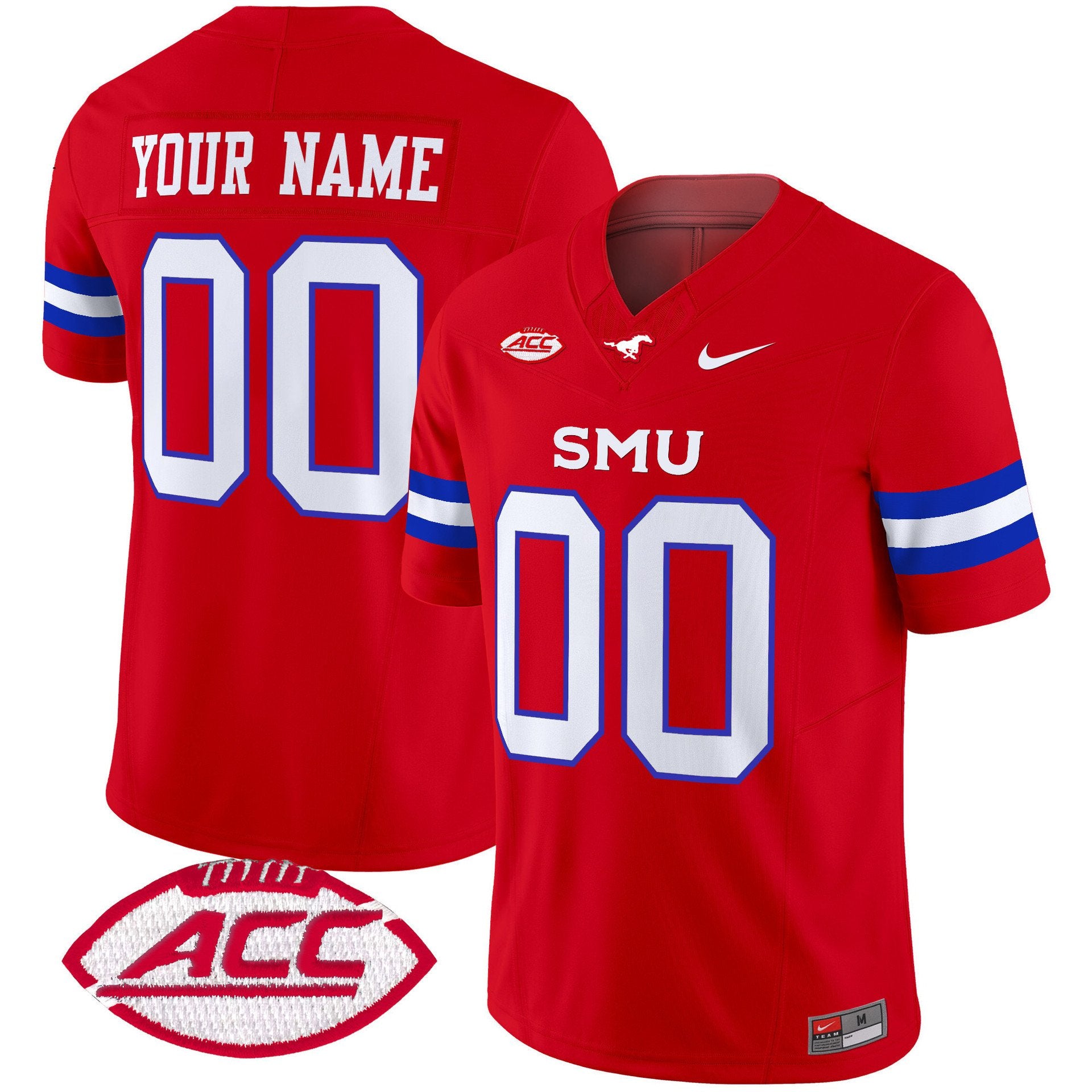 Custom SMU Mustangs Jersey Name, Number 2025 Vapor Limited Stitched Red