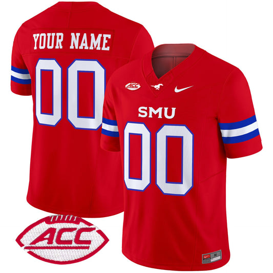 Custom SMU Mustangs Jersey Name, Number 2025 Vapor Limited Stitched Red