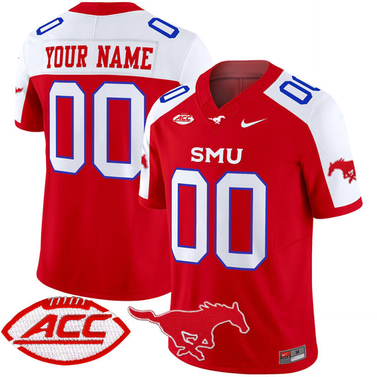 Custom SMU Mustangs Jersey Name, Number 2025 Vapor Limited Stitched Red Alter